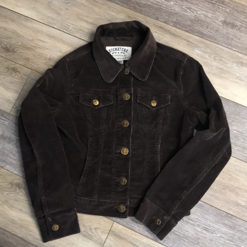 Levi Strauss dark brown corduroy jean jacket sz M euc